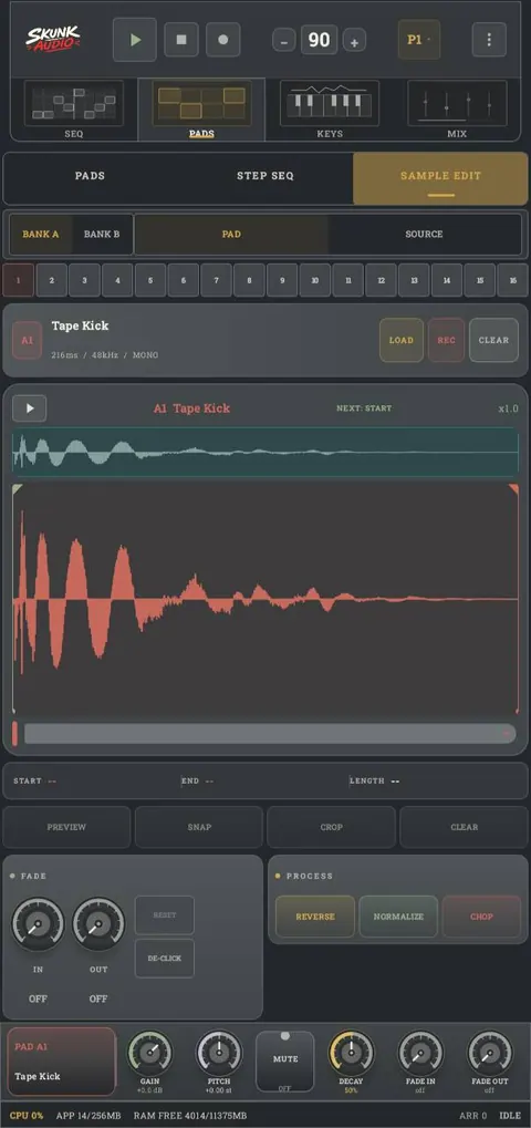 EDIT screen in SkunkAudio